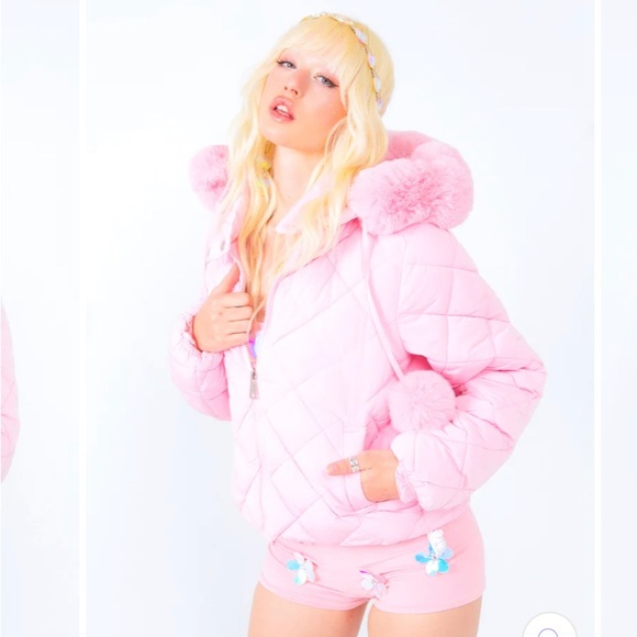 sparkle fairy couture Jackets & Blazers - Sparkle fairy Couture: Bubble gum Pink Puffer Jacket, Like New